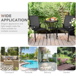 Kahden mustan ulkotuolin setti hengittävällä kankaalla