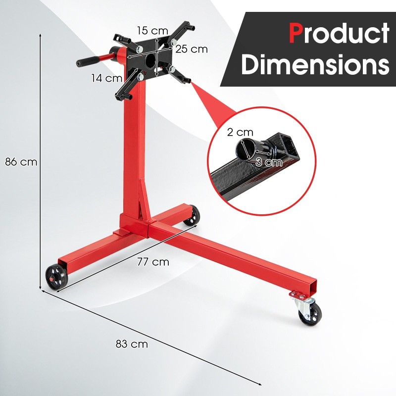 Moottoriteline 340 kg, 360° kääntyvä, säädettävät käsivarret, punainen