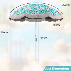 Värikäs ulkoilma hapsu aurinkovarjo kantolaukulla 180 cm