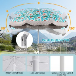 Värikäs ulkoilma hapsu aurinkovarjo kantolaukulla 180 cm