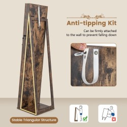 3-in-1 ruskea peilillinen korukaappi hyllyillä