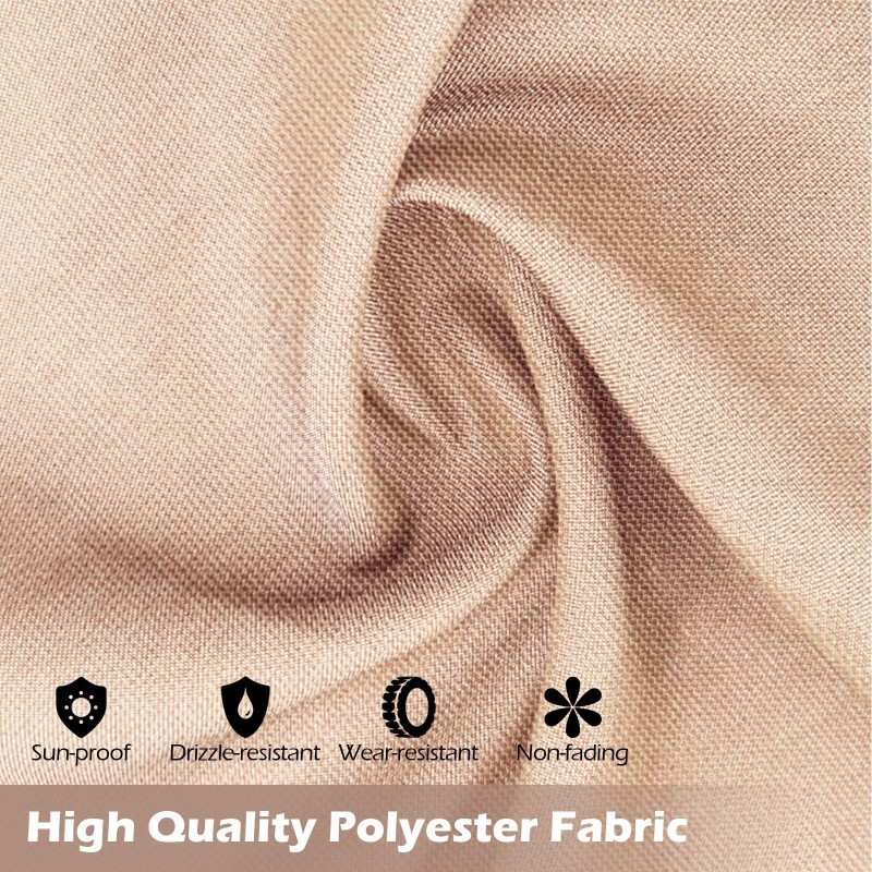 Beige pergola kahdella katoksella ja metallirungolla