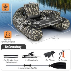 V-muotoinen kalastusvene camouflage vavanpidikkeellä ja kalamitalla V-muotoinen kalastusvene camouflage vavanpidikkeellä ja kalamitalla