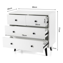 Valkoinen moderni neljän laatikon lipasto säilytyskaluste