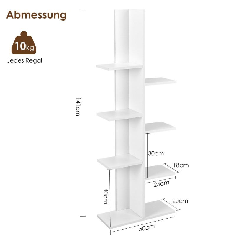 Valkoinen puinen kirjahylly 8 tasoa moderni design Valkoinen puinen kirjahylly 8 tasoa moderni design
