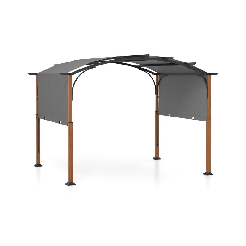 Harmaa kaareva säädettävä pergola 360x300 cm ulkokäyttöön