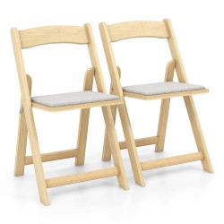 Kaksi taitettavaa keittiötuolia kumipuujaloilla, luonnonväri