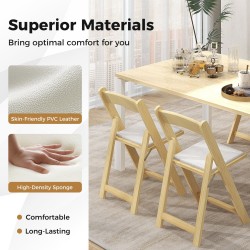 Kaksi taitettavaa keittiötuolia kumipuujaloilla, luonnonväri