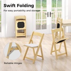 Kaksi taitettavaa keittiötuolia kumipuujaloilla, luonnonväri