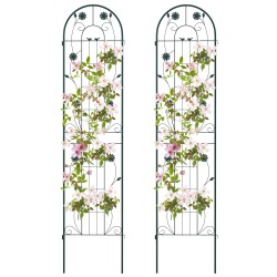 Kestävä vihreä metallinen puutarharistikko köynnöskasveille 2 kpl