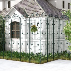 Kestävä vihreä metallinen puutarharistikko köynnöskasveille 2 kpl