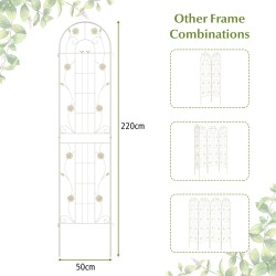 Valkoinen metallinen köynnöstuki 220 cm, 2 kpl setti