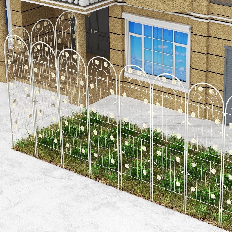 Valkoinen metallinen puutarharistikko 180x50 cm, 4 kpl