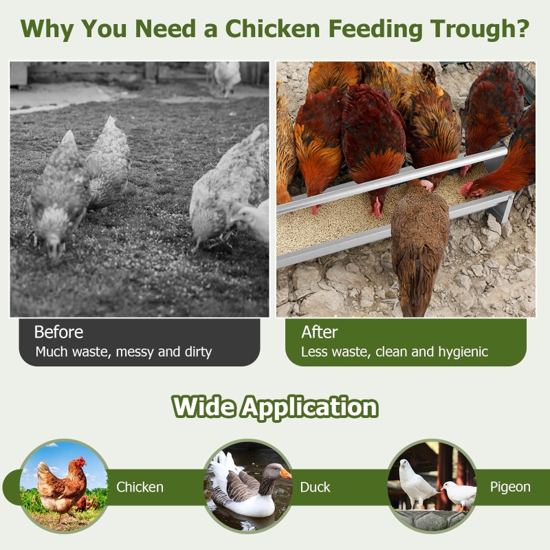 Galvanoitu teräksinen ruokintakaukalo poikkitangolla, hopea