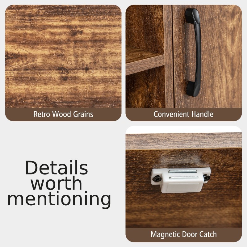 Rustiikkinen sivupöytä viinitelineillä ja säilytyshyllyillä