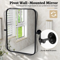 Musta metallikehyksinen kääntyvä suorakulmainen seinäpeili