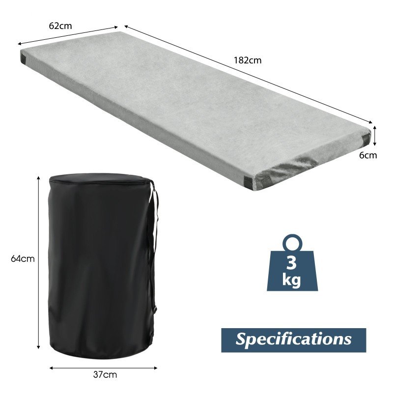 Kevyt harmaa memory-vaahtomuovi makuualusta flanellipäällisellä retkeilyyn