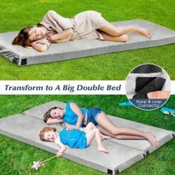 Kevyt harmaa memory-vaahtomuovi makuualusta flanellipäällisellä retkeilyyn