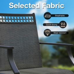 Kääntyvät patiotuolit 2 kpl, nopeasti kuivuva kangas, musta