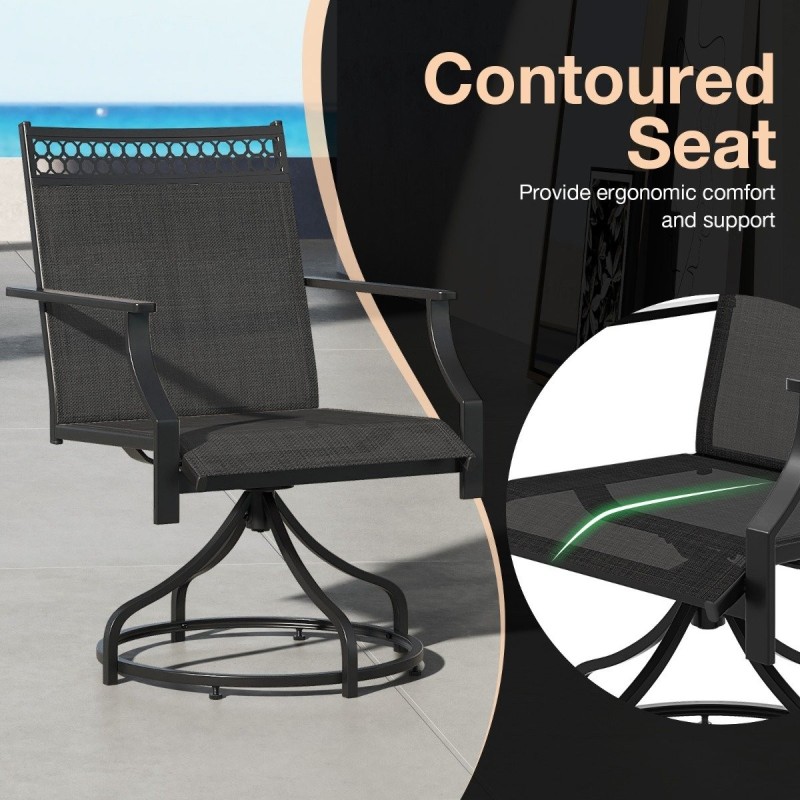 Kääntyvät patiotuolit 2 kpl, nopeasti kuivuva kangas, musta