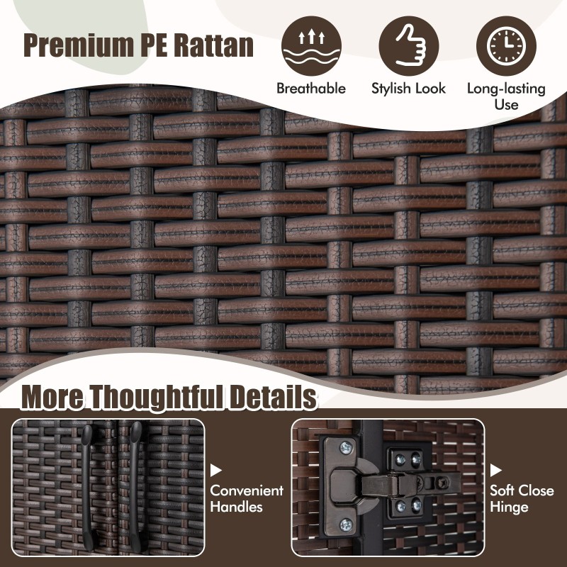 Rottinkivaatekaappi ripustustangolla ja säilytyskuutioilla ruskea