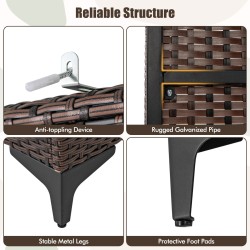 Rottinkivaatekaappi ripustustangolla ja säilytyskuutioilla ruskea