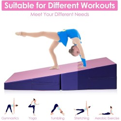 Ergonominen taitettava voimistelumatto kahvoilla, lila ja pinkki