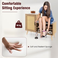 2-in-1 rottinki kenkäkaappi penkillä ja säädettävillä hyllyillä