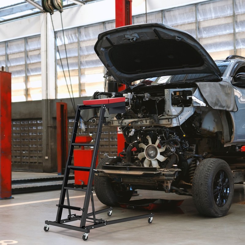 Taitettava korkean moottoritilan korjaukseen tarkoitettu tikapuu säädettävällä korkeudella