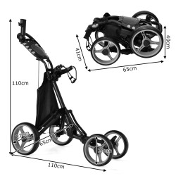 Golfkärry harmaa vedenpitävällä laukulla ja jalkajarrulla