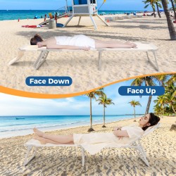 Kokoontaitettava aurinkotuoli kasvo- ja käsiaukoilla - beige Kokoontaitettava aurinkotuoli kasvo- ja käsiaukoilla - beige