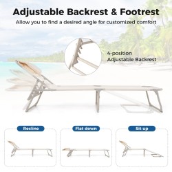 Kokoontaitettava aurinkotuoli kasvo- ja käsiaukoilla - beige Kokoontaitettava aurinkotuoli kasvo- ja käsiaukoilla - beige