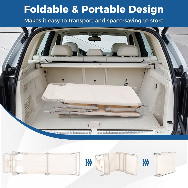 Kokoontaitettava aurinkotuoli kasvo- ja käsiaukoilla - beige Kokoontaitettava aurinkotuoli kasvo- ja käsiaukoilla - beige