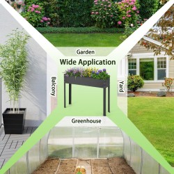 Metallinen korotettu istutuslaatikko musta, vedenpoisto, 102x26,5x80 cm