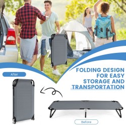 Kokoontaitettava harmaa retkisänky 150 kg kantavuus