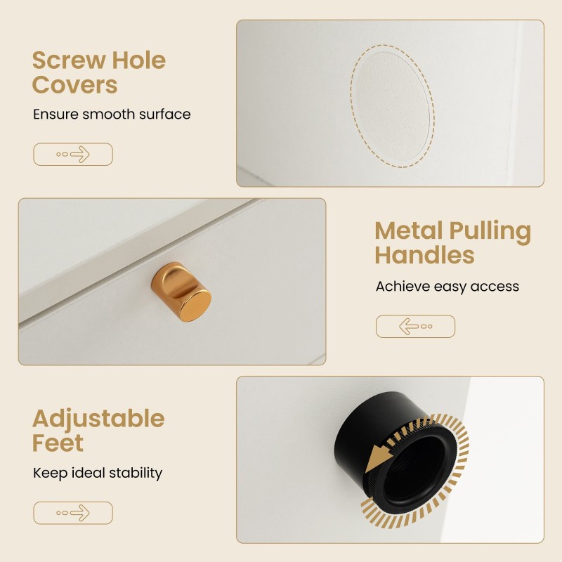 Valkoinen monikäyttöinen säilytyskaappi 2 laatikolla ja 4 lokerolla