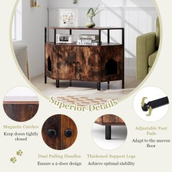 Nurkkakissakaappi avohyllyllä, rustiikkinen ruskea, tilaa säästävä