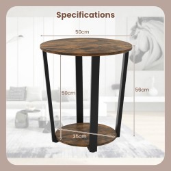 Kaksitasoinen rustiikkinen sivupöytä säädettävillä jaloilla Kaksitasoinen rustiikkinen sivupöytä säädettävillä jaloilla