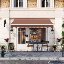 Ruskea ulosvedettävä parvekemarkiisi säädettävällä kulmalla