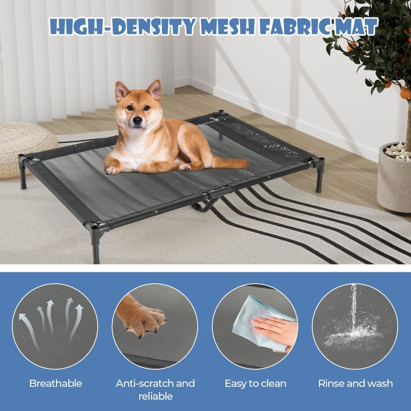 Kohotettu harmaa koiratalo, vedenpitävä ja tukeva muotoilu