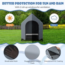 Kohotettu harmaa koiratalo, vedenpitävä ja tukeva suoja