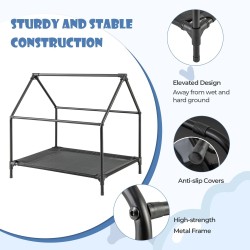 Kohotettu harmaa koiratalo, vedenpitävä ja tukeva suoja