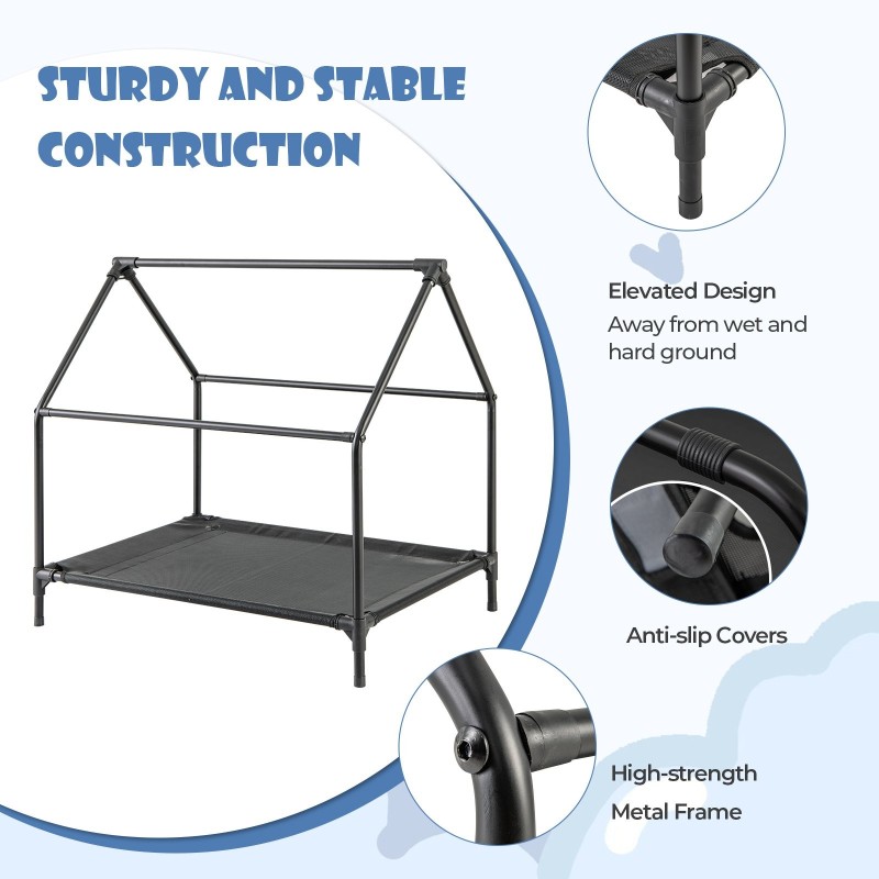 Kohotettu harmaa koiratalo, vedenpitävä ja tukeva suoja
