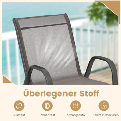 4-osainen pinottava harmaa puutarhatuolisetti metallirungolla