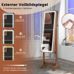 Korukaappi peilillä ja LED-valaistuksella, ruskea