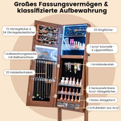 Korukaappi peilillä ja LED-valaistuksella, ruskea