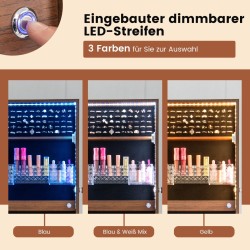 Korukaappi peilillä ja LED-valaistuksella, ruskea