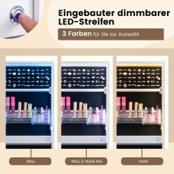 Valkoinen korukaappi peilillä ja 3-värisellä LED-valaistuksella