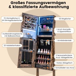 Rustiikkinen korukaappi peilillä ja LED-valaistuksella