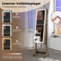 Rustiikkinen korukaappi peilillä ja LED-valaistuksella